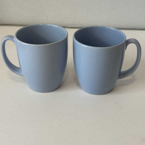 CORELLE Coordinate Stoneware Light Sky Blue coffee Mugs set of 2 CLEAN/VINTAGE - Picture 1 of 9